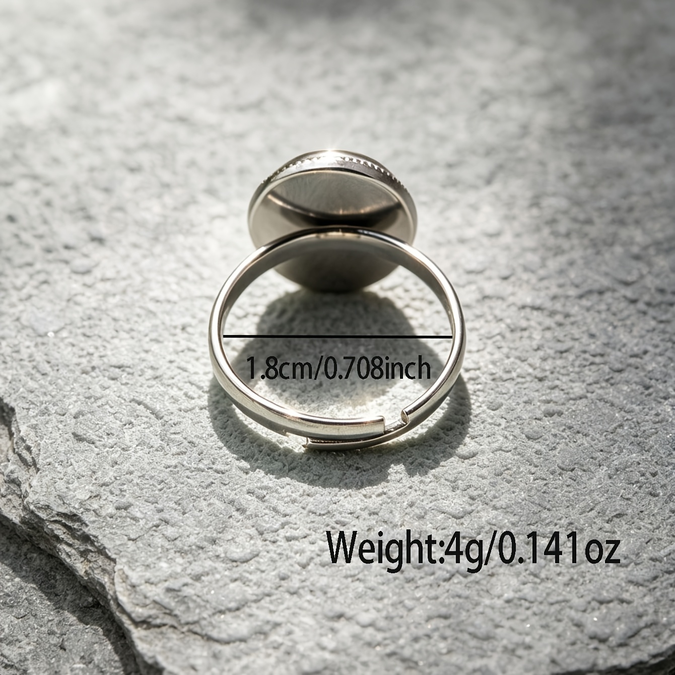 Women's Retro White Butterfly Pattern Stainless Steel Oval Open Ring